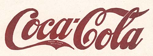 "Coca-Cola" in stylized script. Red text.