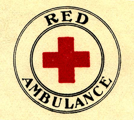 Red cross inside circle with "Red Ambulance" around outside.