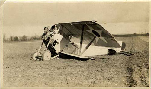 Airplane crashed in field in France.