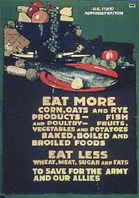 "Eat more corn, oats and rye products - fish and poultry - fruits vegetables and potatoes baked, boiled and broiled foods"