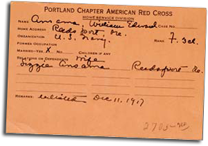 Portland Chapter American Red Cross card dated December 1917