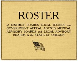 "Roster of district boards, local boards and government appeal agents, medical advisory boards, and legal advisory boards"