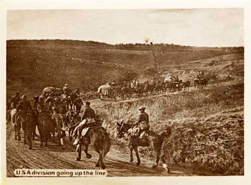 American soldiers on horseback with wagons