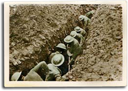 Soldiers in a trench during World War I