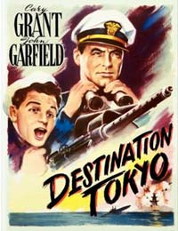 Movie poster of Cary Grant and John Garfield in Destination Tokyo.