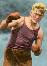 Gene Tunney in tank top and boxing gloves.