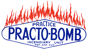 Logo with words "Practice Practo-bomb" with flames coming out the top.