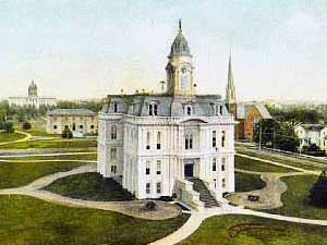 Color drawing of Marion County Courthouse in 1873. 