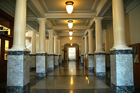 Lobby of Wasco county courthouse. View from the main entrance.