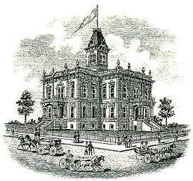 Drawing of Yamhill COunty Courthouse in 1889