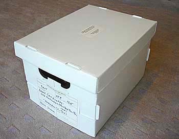 A standard archival box measures 15" x 12" x 10" for a total of one cubic foot.
