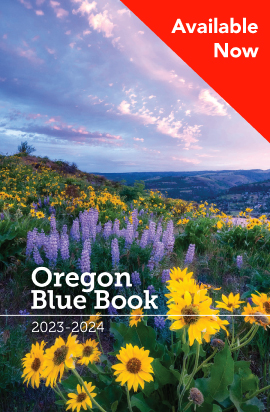 Cover of the Oregon Blue Book shows flowers and is available for purchase now.