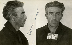 Mug shot of William Ober with prisoner number 9908