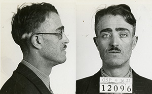 Mug shot of Bert Chapin with prisoner number 12096