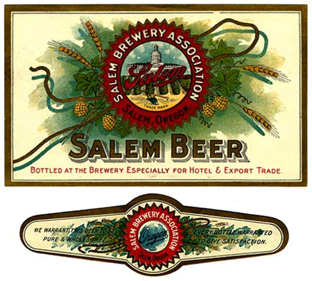 Beer label reads: Salem Beer, bottled at the brewery especially for hotel & export trade