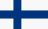 Finland flag has a blue Nordic cross on a white background. The shorter arm of the cross is on the left side of the flag.