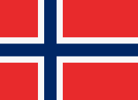 Norway flag has the Scandinavian cross in blue with white framing placed on a red background. The shorter arm of the cross is on the left side.