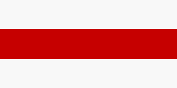 Belarusian People’s Republic flag has 3 horizontal stripes. The top and bottom are white and the center is red.