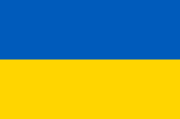 Ukraine flag has 2 horizontal stripes. Light blue on the top and bright yellow on the bottom.
