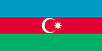 Azerbaijan flag has 3 horizontal stripes. The top is blue, middle red, and bottom green. In the middle of the red stripe, a white crescent and 8 pointed star.