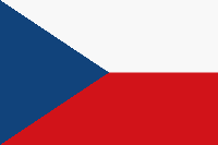 Czechoslovakia flag has 2 equally broad stripes where the lower one is red and the upper is white. Between the stripes on the left there is a blue wedge