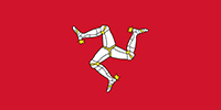 Isle of Man flag is a triskelion, composed of three armored legs with golden spurs, on a red background.
