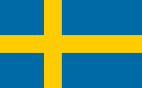 Sweden flag has yellow cross on a light-blue background. The shorter arm of the cross is on the left.