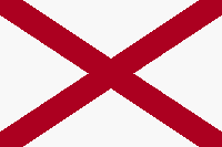 Alabama flag is a crimson cross on a white background.