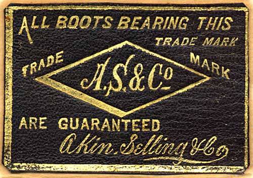 "A.S.&Co" inside diamond shape in center. Outside reads "All boots bearing this trade mark are guaranteed"