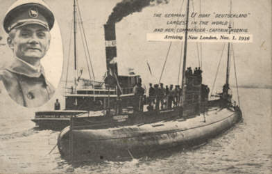 Postcard of the German submarine freighter, Deutschland.