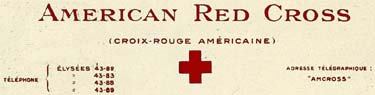 Letter head of the Red Cross with "American Red Cross" and symbol of red cross.