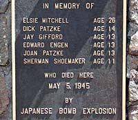 Image result for six people killed in oregon by japanese bomb in 1945