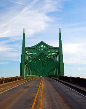 Coos Bay Bridge is a cantilever bridge that spans Coos Bay.