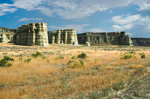 Rock formations resembling pillars.