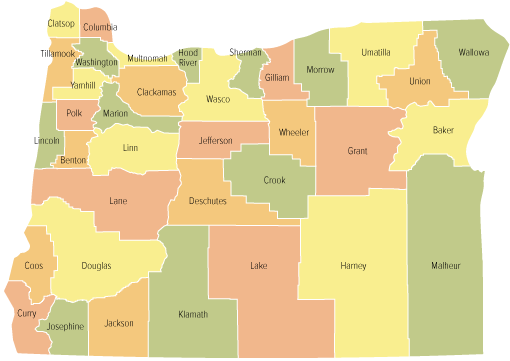 State of Oregon County Map