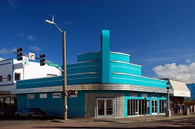 An art deco building in the resort town of Seaside