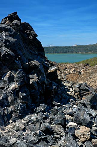 View of Paulina Lake from the top of the Big Obsidian Flow in the Newberry National Volcanic Monument