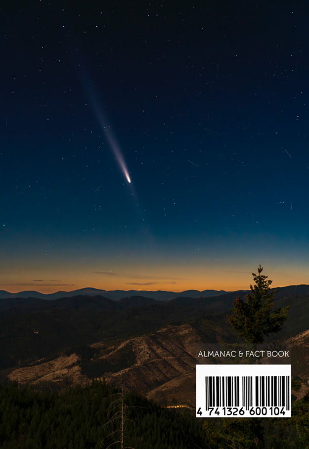 Night sky photograph capturing comet C/2023 A3 streaking above the Milky Way, taken from a clearing in southern Oregon. 
