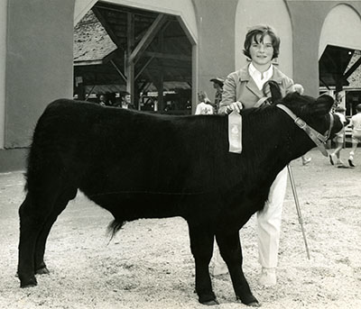 A girl shows her calf