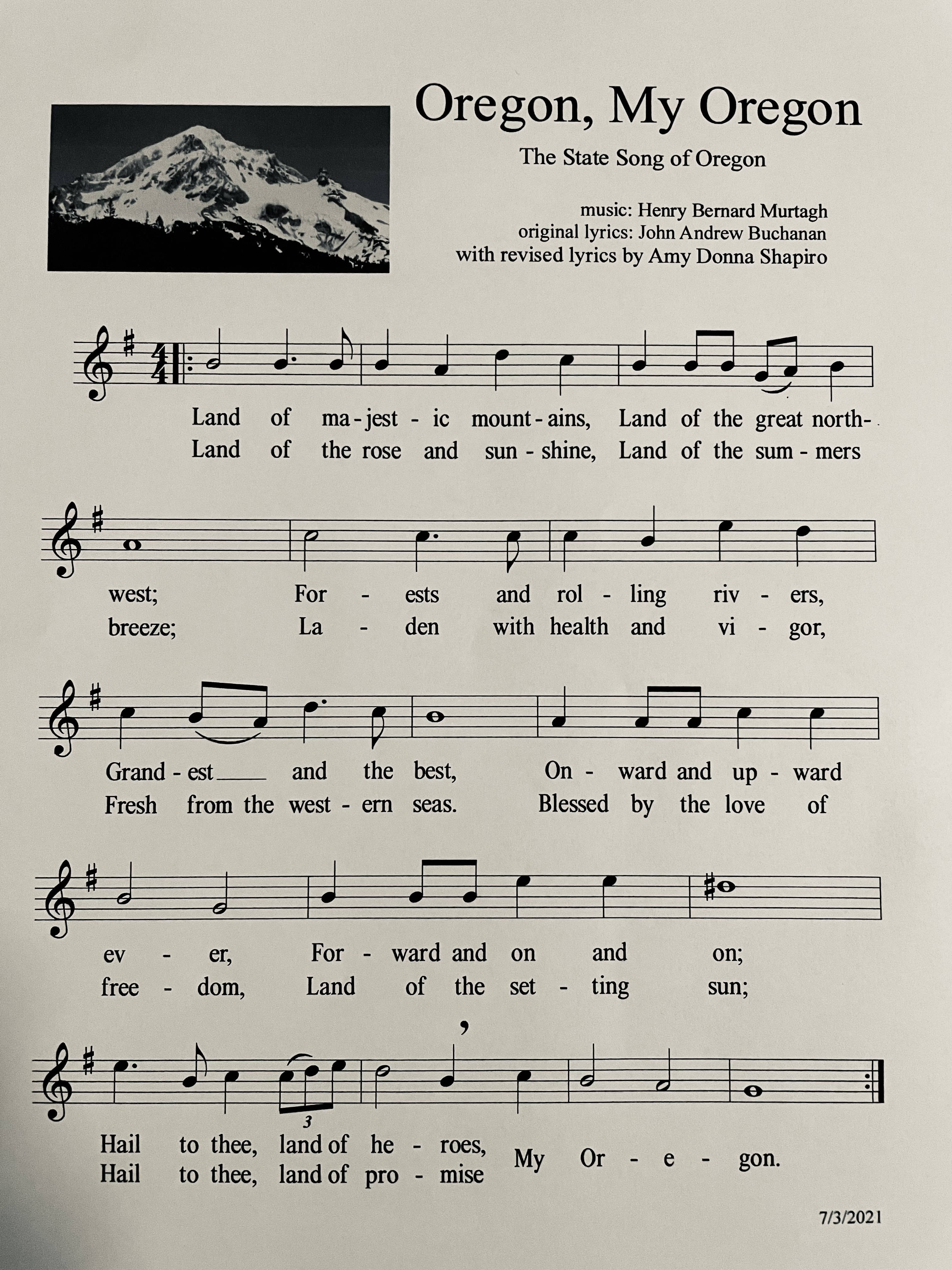 state song sheet music