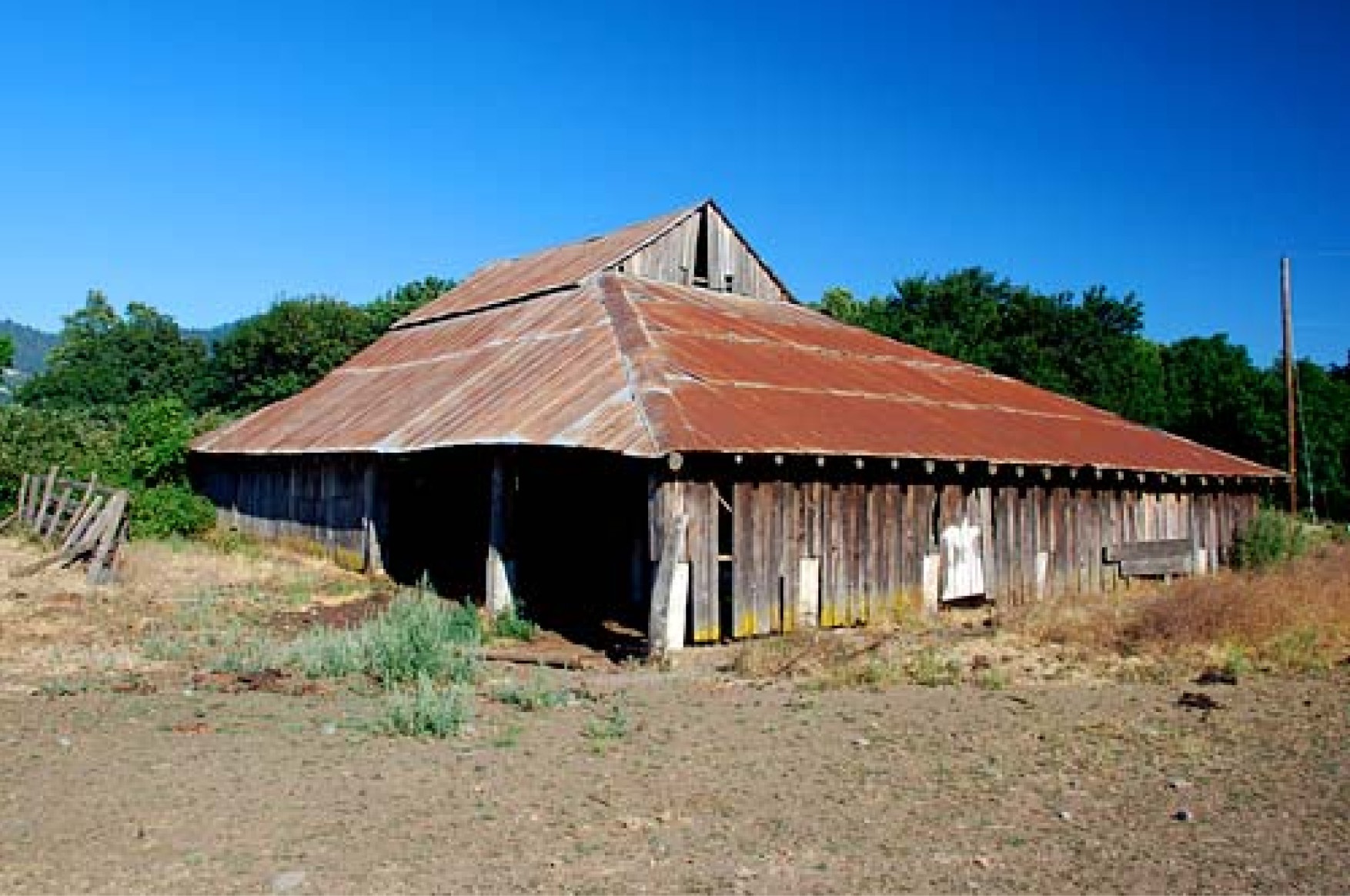 A rustic old barn on the Birdseye Ranch in Jackson County near the Rogue River.