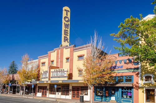 The Tower Theatre has the the theatre's name on its landmark 40-foot-tall tower.