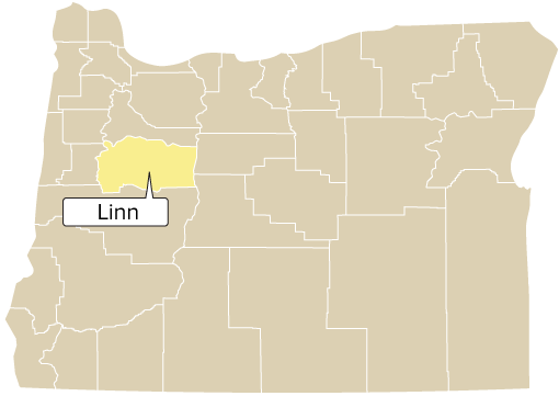 Oregon county map with Linn County shaded