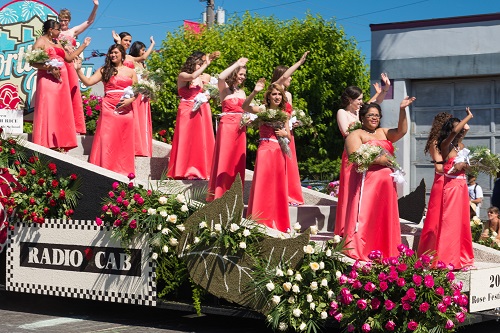 2013 Portland Rose Festival princesses in red gowns