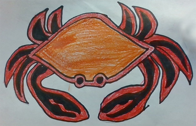 Drawing of a crab.