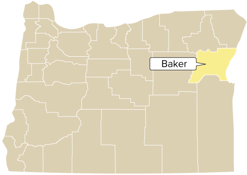 Oregon county map with Benton County shaded