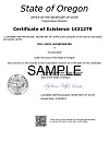 Sample image of certificate of existence