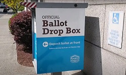 Ballot drop box outside building