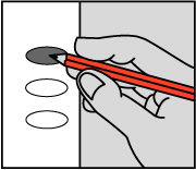 Graphic of hand filling in oval with pencil.