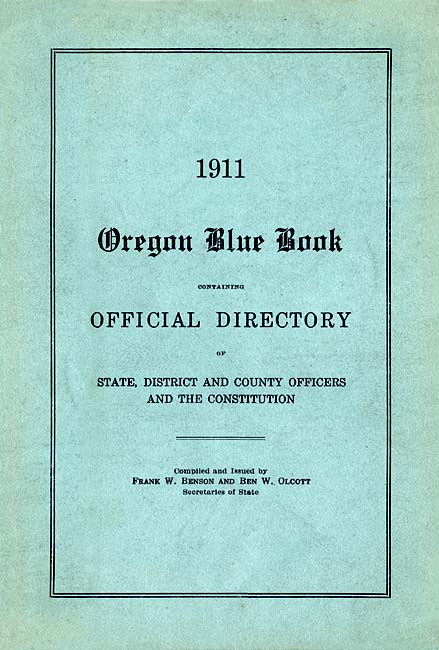 Cover of 1911 Oregon Blue Book